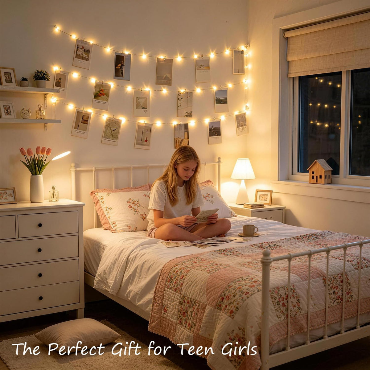 JMEXSUSS 50 LED Picture Lights for Wall, 16.5ft Battery Fairy Lights