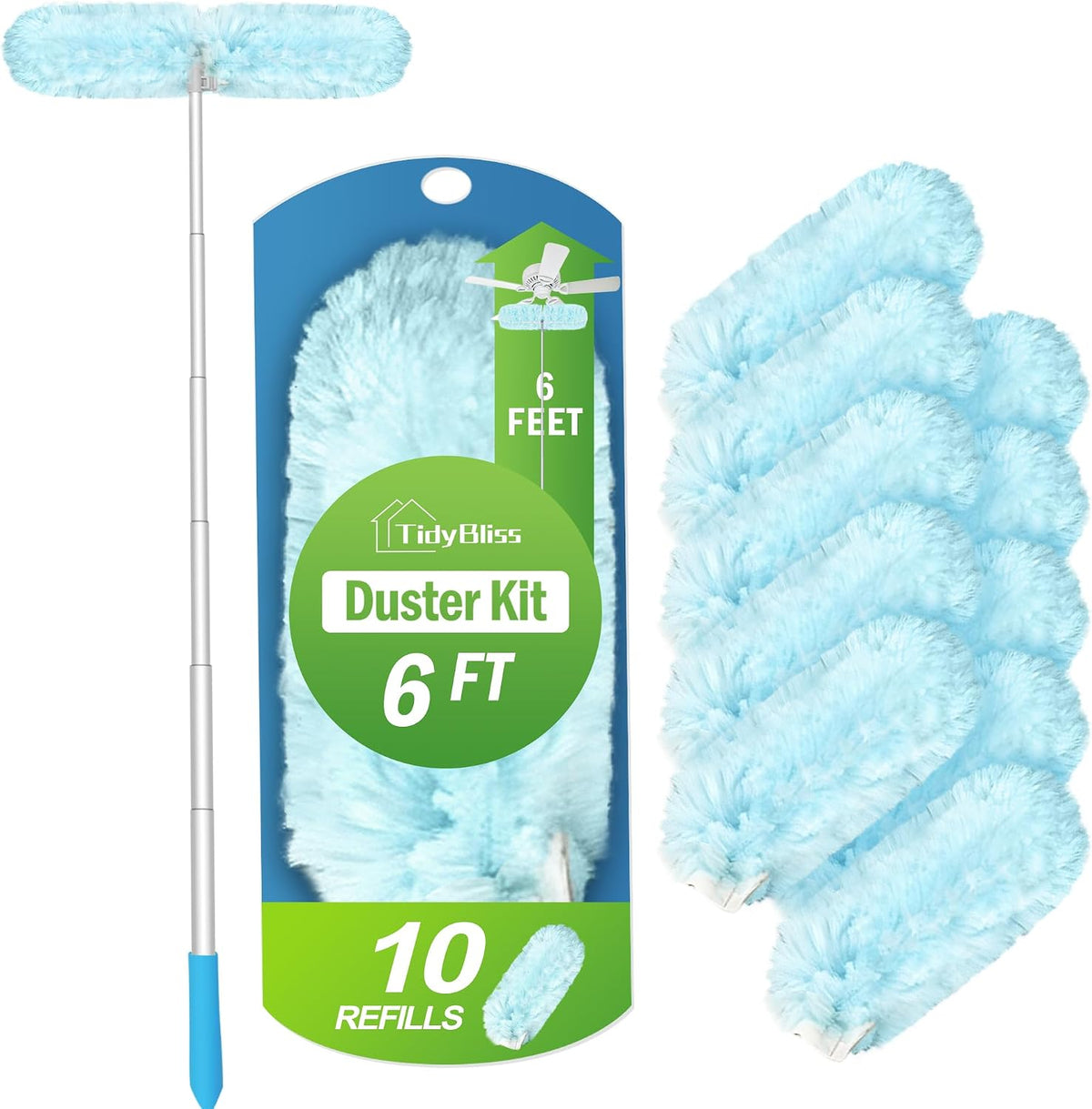 TidyBliss 6 ft Extendable Dusters for Cleaning Compatible with Swiffer