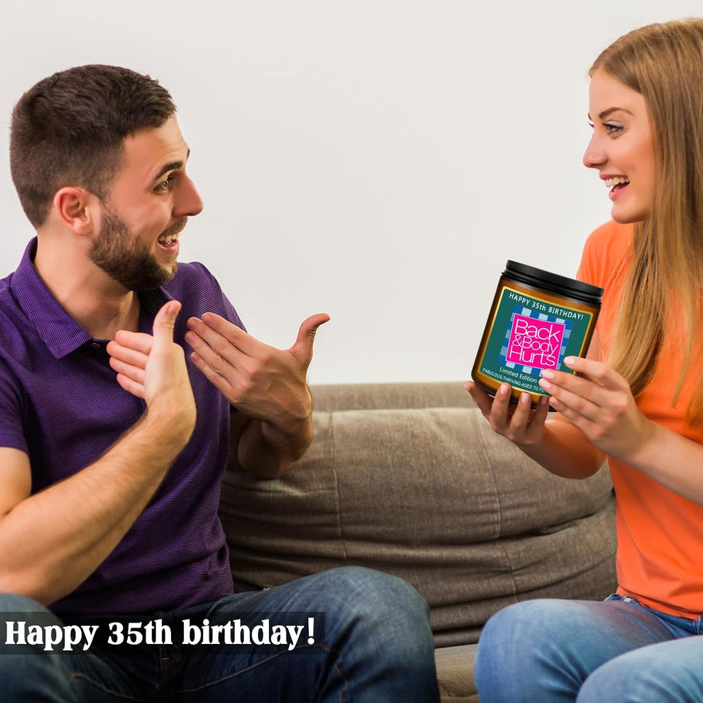 Happy 35th Birthday Gifts for Women Men - Lavender Scented Candle