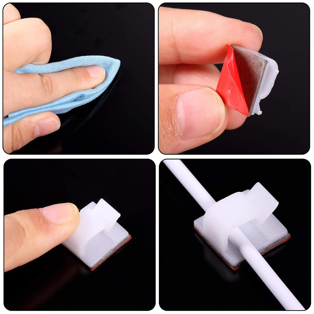 Maitys 60 Pcs Adhesive Cable Clips Wire Organizer for Lights, Large, White