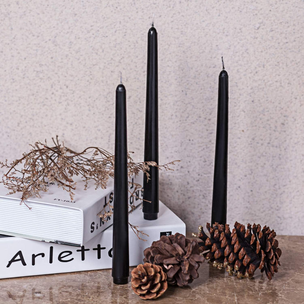 Black Taper Candles, 50 Pack, 0.8"W x 10"H
