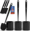 Holaloha Toilet Brush and Holder Set, Space Saving, 3 Pack, Black