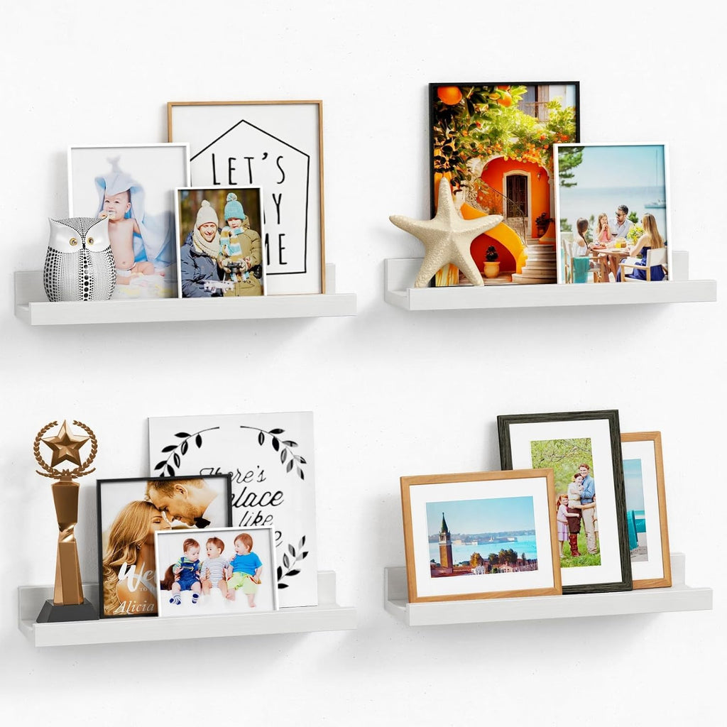 16 Inch Picture Ledge Shelf, Photo Floating Shelves with Lip for Wall