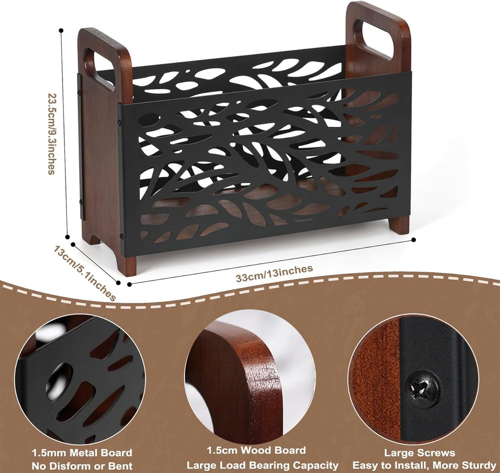 Magazine Holder,Wood Magazine Rack,Rustic Magazine File Holder