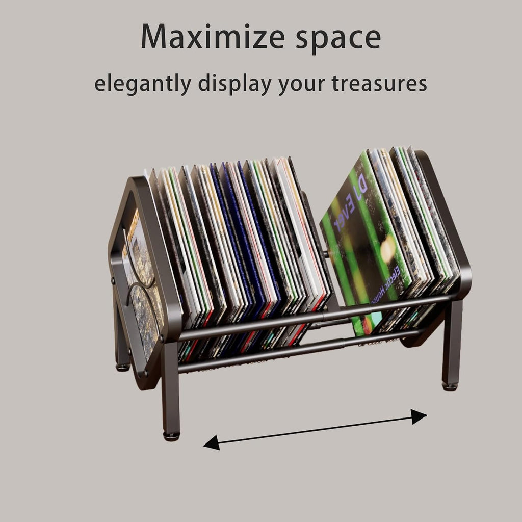 Vinyl Record Storage,80-100 LP Scalable Vinyl Record Holder,Retro Style Organizer,Metal Album Storage Rack for Magazine,Files,Book,Albums & Office Storage(Black)