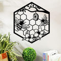 ruelen Metal Bee Wall Art - Farmhouse Honey Bee and Hives with Flowers Metal Wall Decor for Living Room,Bedroom,Garden,Office Gardener & Bee Keeper (11.14x9.72in)