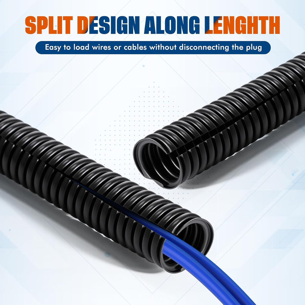 Sasylvia 1/4",3/8",1/2"-20ft x 20ft Split Wire Loom Tubing Cable Sleeves
