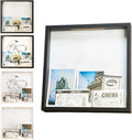 Adventure Archive Box, Travel Shadow Box with Slot, Shadow Box with Slot, Black and White, Store Memories: Money from Different Countries, Photos, Plane Tickets, Movie Tickets (Black-NO MAP, 12x12)