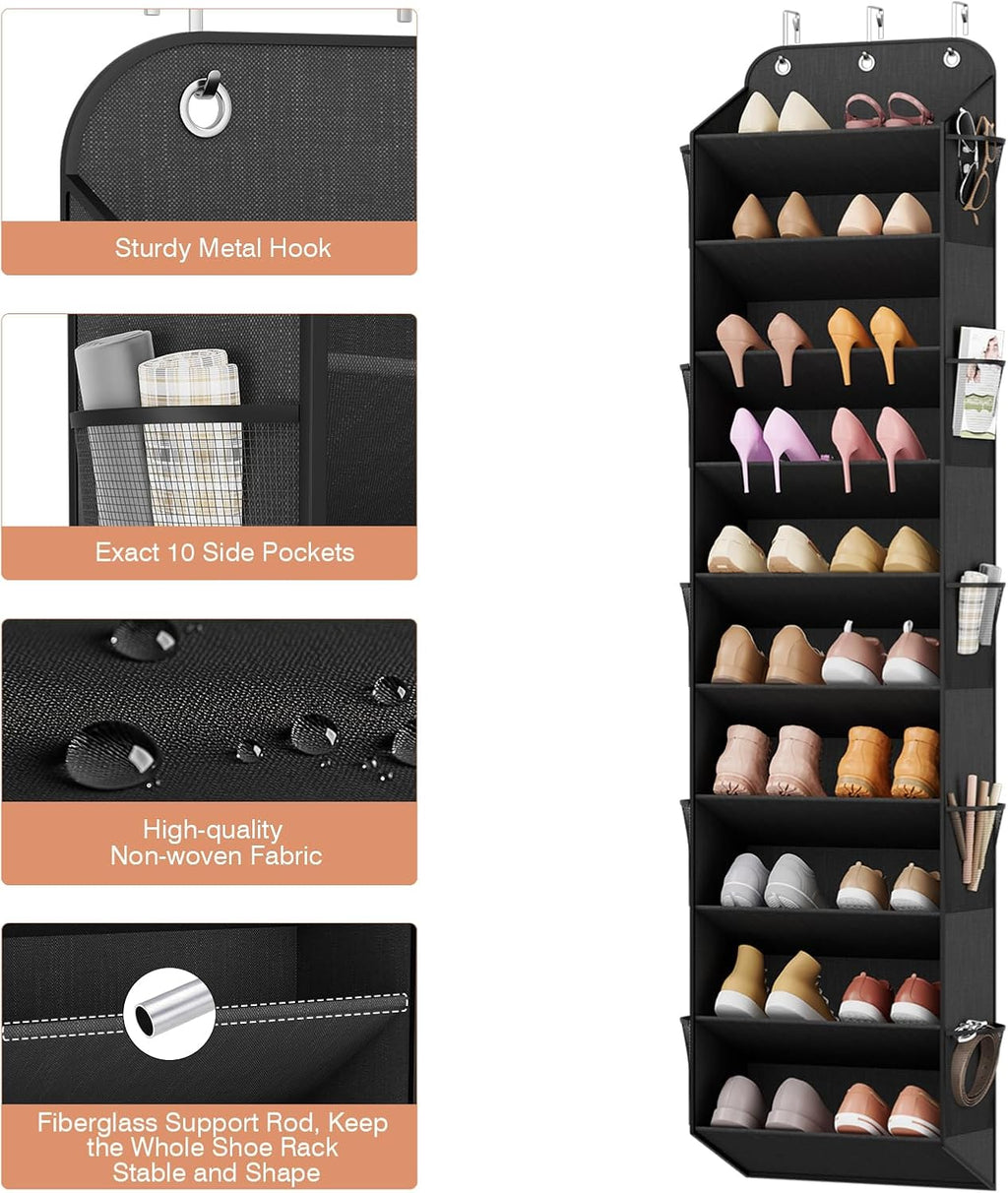 LANTEFUL Over the Door Shoe Organizer, Hanging Shoe Rack for Closet, Black