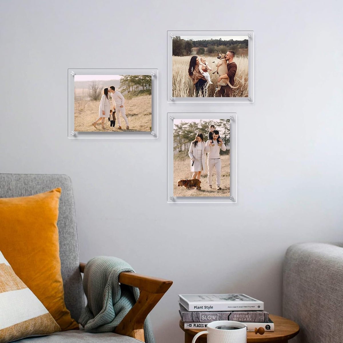 AITEE 8.5x11 Acrylic Picture Frames 4 Pack, Clear Floating Wall Frames