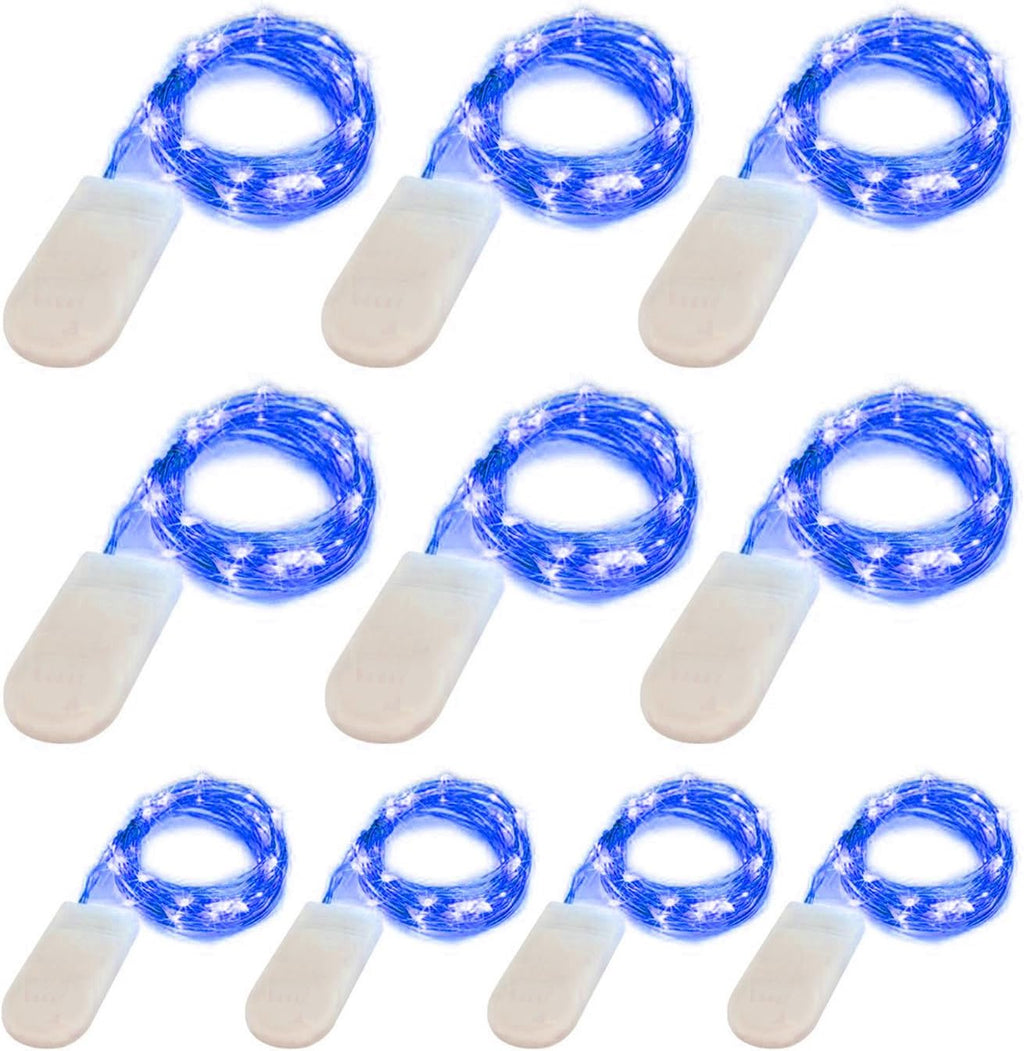 LIIDA [10-Pack] LED String Lights, 6.6FT LED Moon Lights 20 Led Micro Lights On Silver Copper Wire (Batteries Include) for DIY Wedding Centerpiece, Table Decoration, Party (Blue)