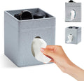 Square Tissue Box Cover Holder with Tray Compatible with Kleenex/Puffs Cubes,Patented Metal-Look PU Leather (Liquid Iridium)