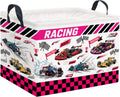Rectangular Storage Basket Waterproof Collapsible Bin for Bedroom Books Box Room Decor F1 Car 14.9x10.2x9.8 Inches