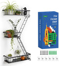 SweetSage Fire Escape Wall Shelf, Modern City Corner Wall Decorative Action Figure Metal Display with Mini Shelf, Black 2.5 Tier
