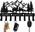 Deer Metal Key Holder for Wall, 14.5" X 9.2", Key Hooks for Wall Organizer, Key Rack, Forest Theme Coat Hat Towel Hooks, Ideal for Living Roo