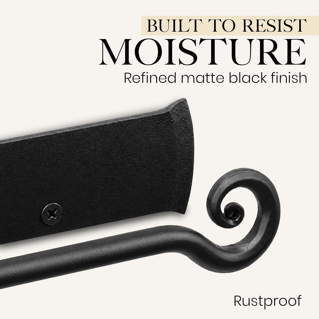 RTZEN Matte Black Hand Towel Holder for Your Bathroom, Fits 10" Towels