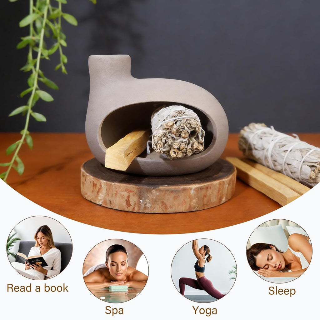 MOUGIGI Mini Chiminea Smudge Stick Holder, Sage and Palo Santo Holder Bowl