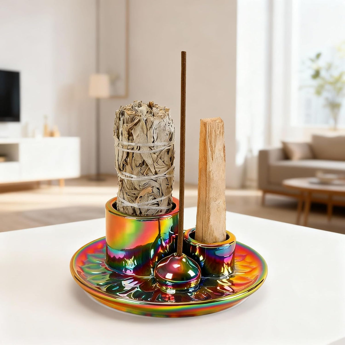 Ceramic Palo Santo and Sage Incense Holder, Colorful