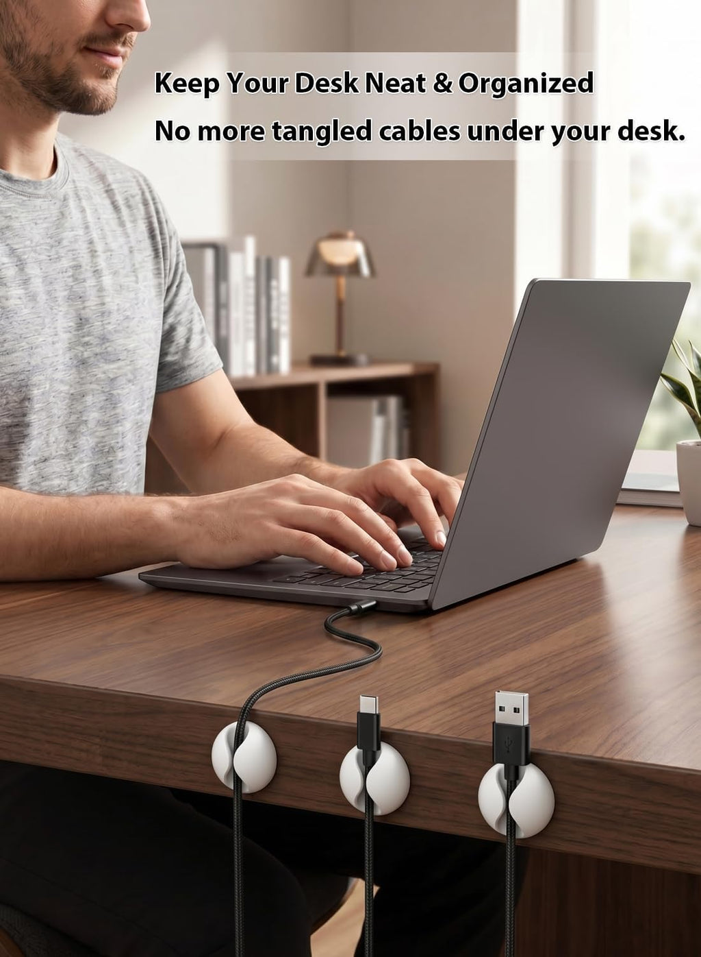 Shintop 6pcs Cord Holder, Self-Adhesive Cable Clips for Phone Chargers