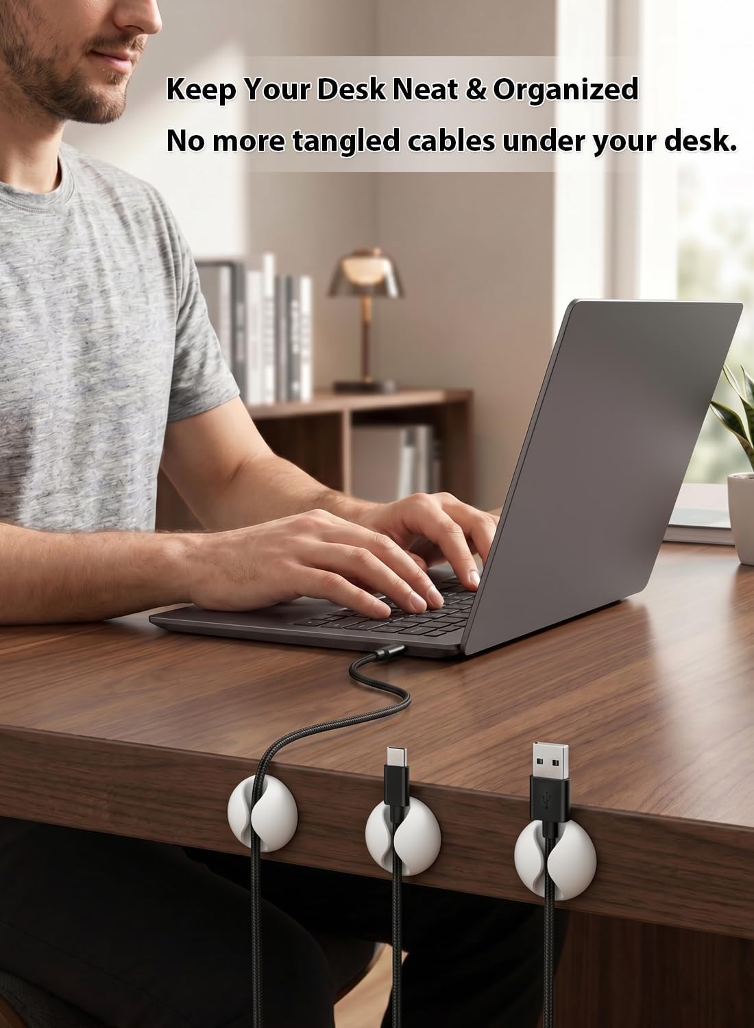 Shintop 6pcs Cord Holder, Self-Adhesive Cable Clips for Phone Chargers