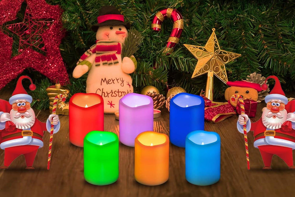 2 PCS 3" x 4" Multi-Color Flameless LED Pillar Candles with Remote Timer/Battery Operated Electric Flickering Plastic LED Fake Candle for Halloween Pumpkin Light Lantern Christmas Decorations