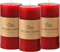 3x6 Inch Red Pillar Candles Set of 3 - Decorative Unscented Pillar Candle