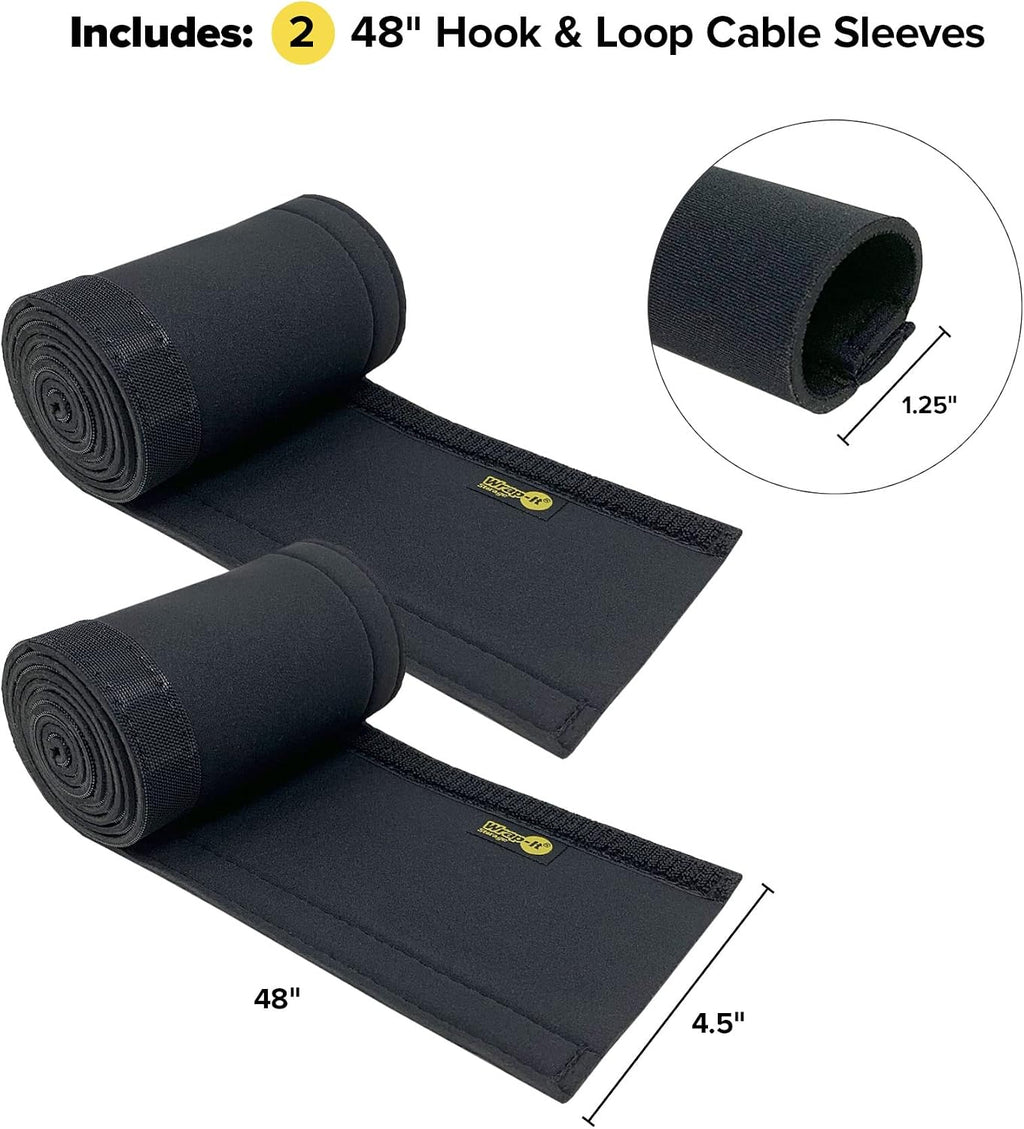 Wrap-It Storage Hook and Loop Cable Sleeve, Black, 48", 2-Pack