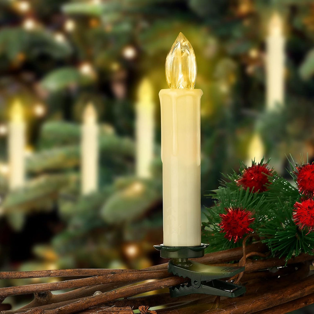FPOO 10PCS LED Window Candles Remote Timer, Christmas Tree Candles, Ivory