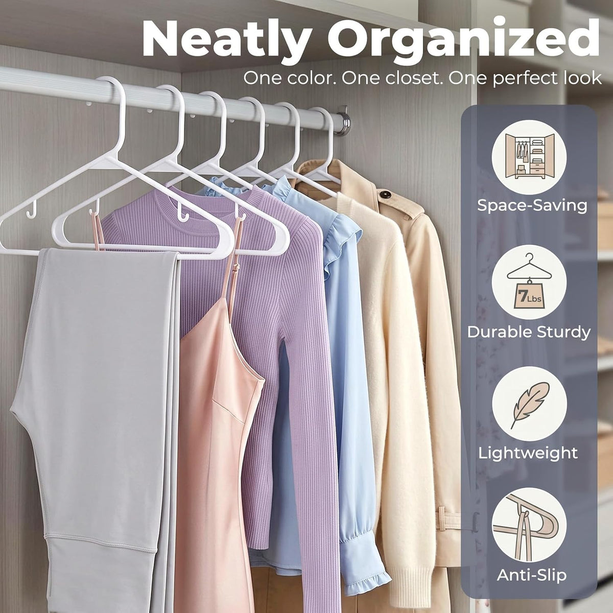 HOUSE DAY White Plastic Hangers 10 Pack, Slim Space-Saving Clothes Hangers