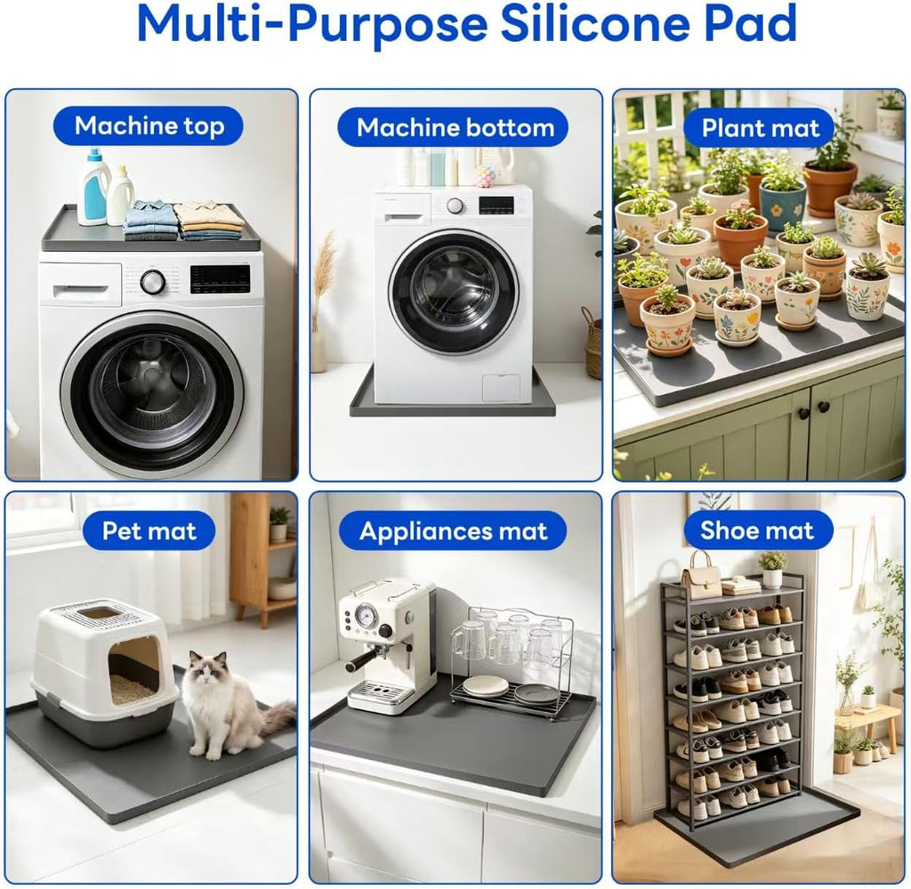 27"x27" Washing Machine Drain Pan Silicone Mat with 0.78" Raised Edge