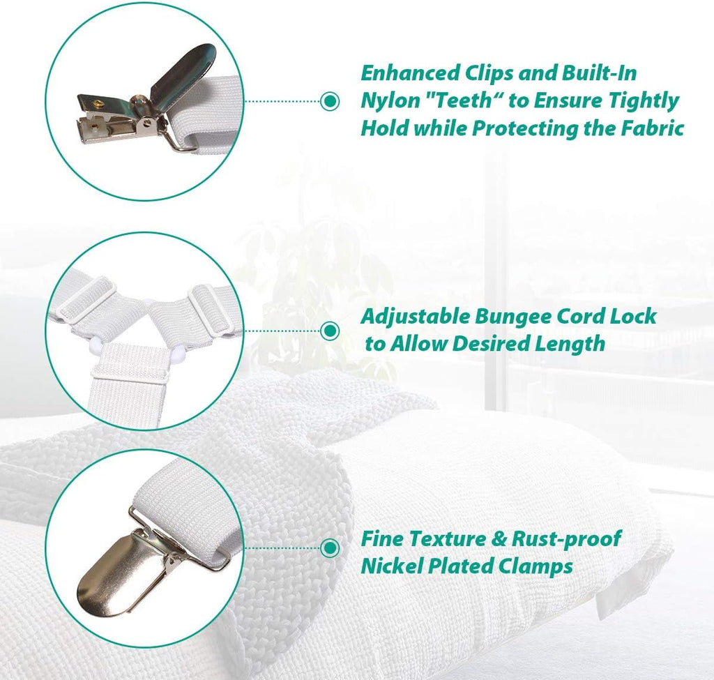 RayTour Bed Sheet Holder Straps 4 Pack - Elastic Sheet Keepers for Fitted Sheets