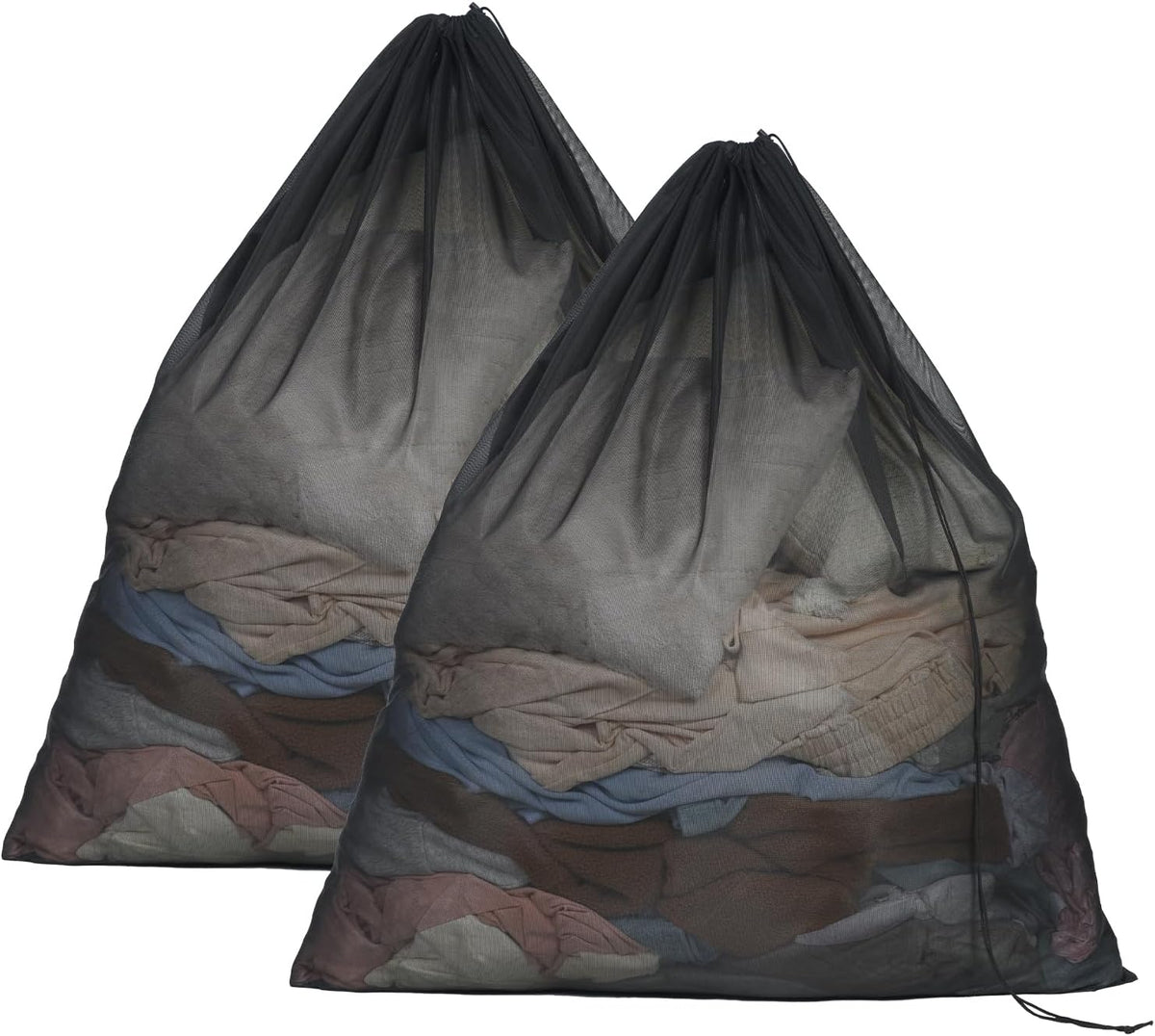 OTraki Ex-Large Mesh Laundry Bags 36x43 Inch Drawstring Laundry Bag 2 Pack Dirty Clothes Mesh Net Bag Heavy Duty Travel Storage Organize Bag for Hotel Beach,Don't Drying, Melting 140-176℉ Black