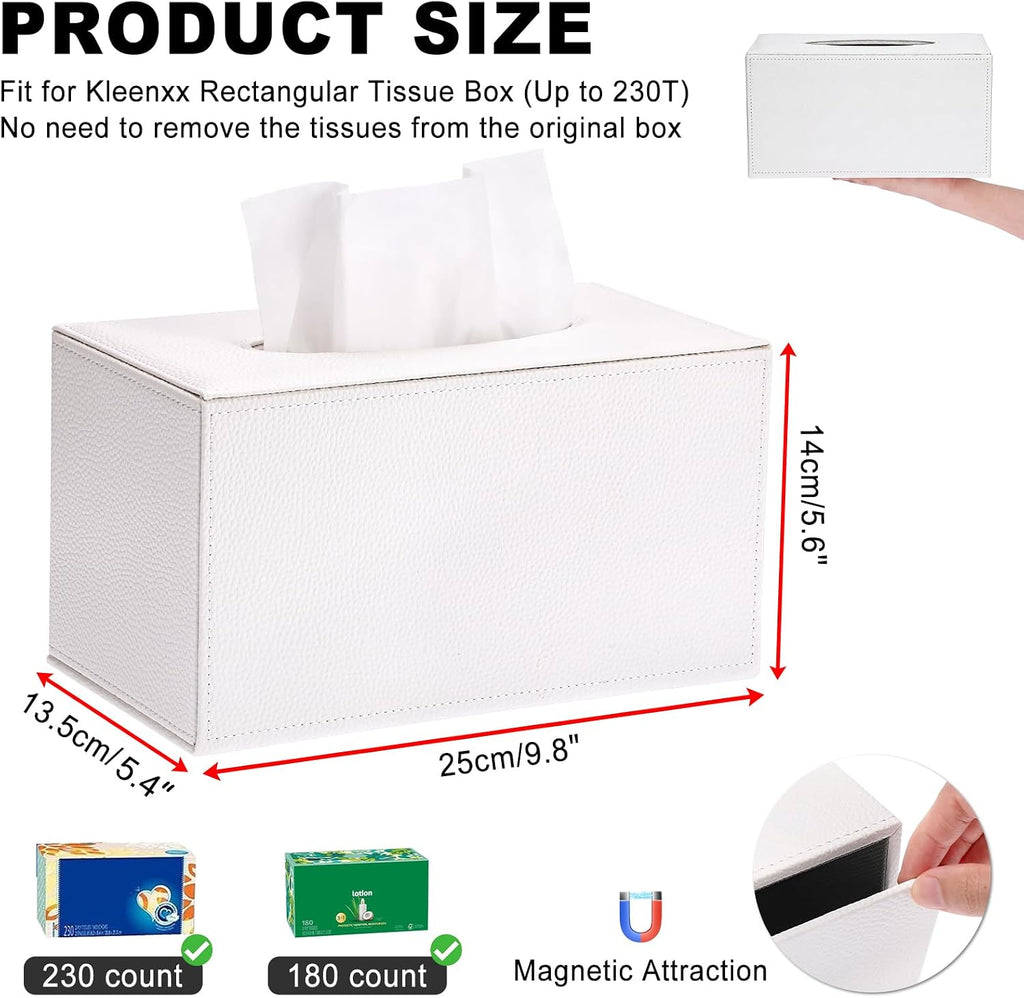 Sumnacon Large Tissue Box Cover Rectangle,Magnetic Bottom Tissue Box Holder
