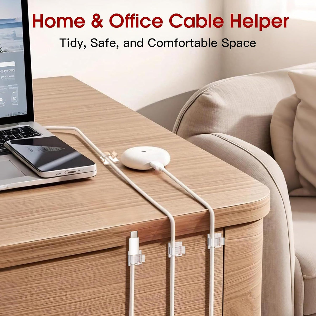 120PCS Heavy-Duty Adhesive Cable Clips, Clear Traceless Cord Organizer & Wire Holders for Wall, Desk, Car, LED Strips and Outdoor Lights (Small)