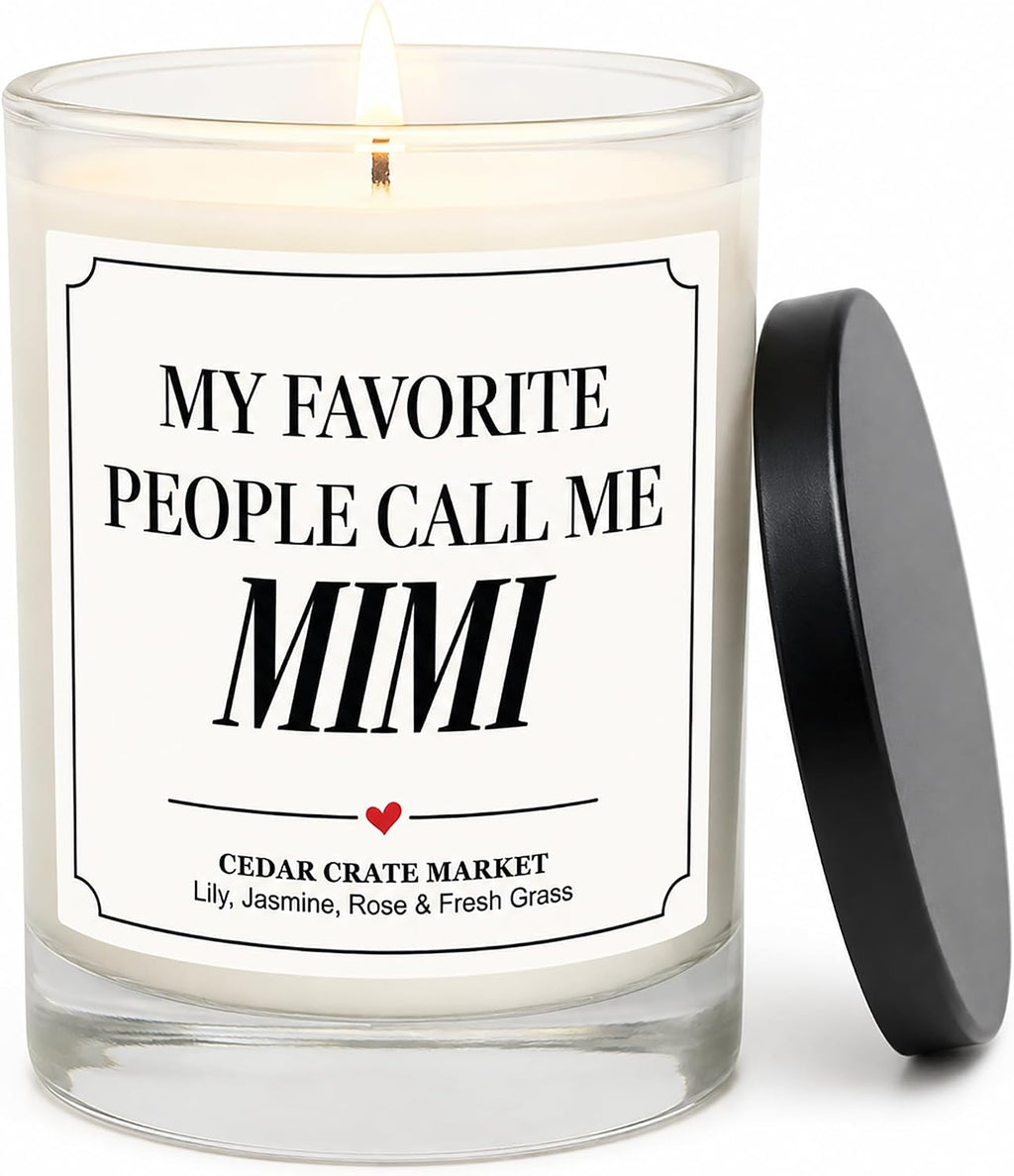 Mimi Gifts - My Favorite People Call Me Mimi Candle - Gifts for Grandma from Grandkids, Mothers Day Gift - Lily Jasmine Rose & Fresh Grass Soy Candle 13.5 oz Made in USA