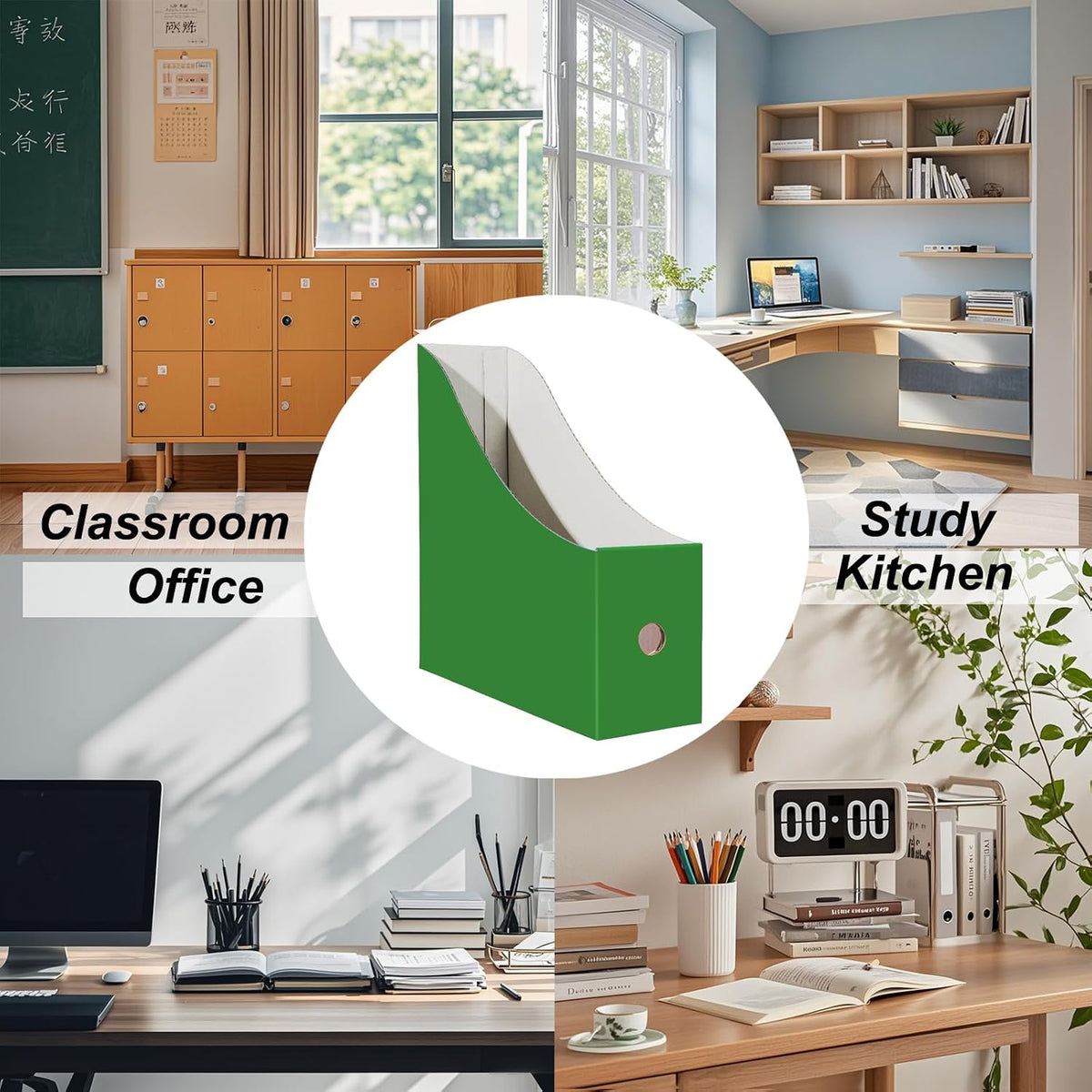 Limitliho 6 Pack Green Cardboard Magazine File Holder for Desk or Shelves