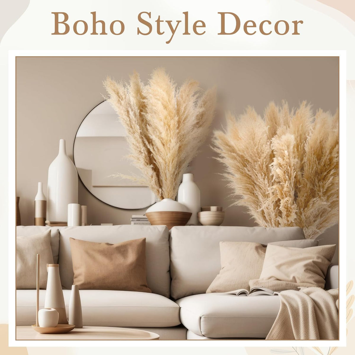 120 Stems Dried Pampas Grass Decor, Large Pampas Grass for Tall Floor Vase
