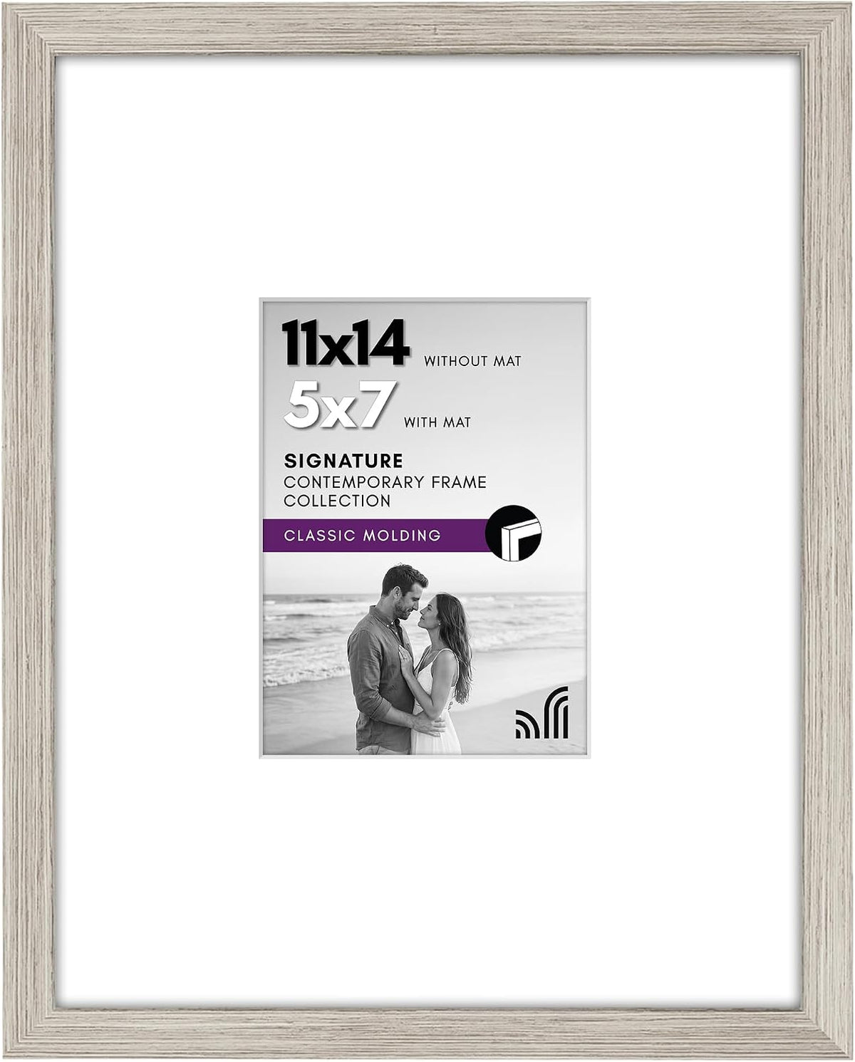 Americanflat 11x14 Picture Frame - Matted to 5x7 - Driftwood