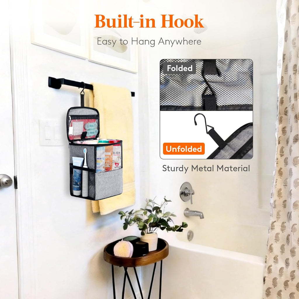 Lifewit Mesh Shower Caddy Bag, Hanging Shower Organizer, Medium, Grey