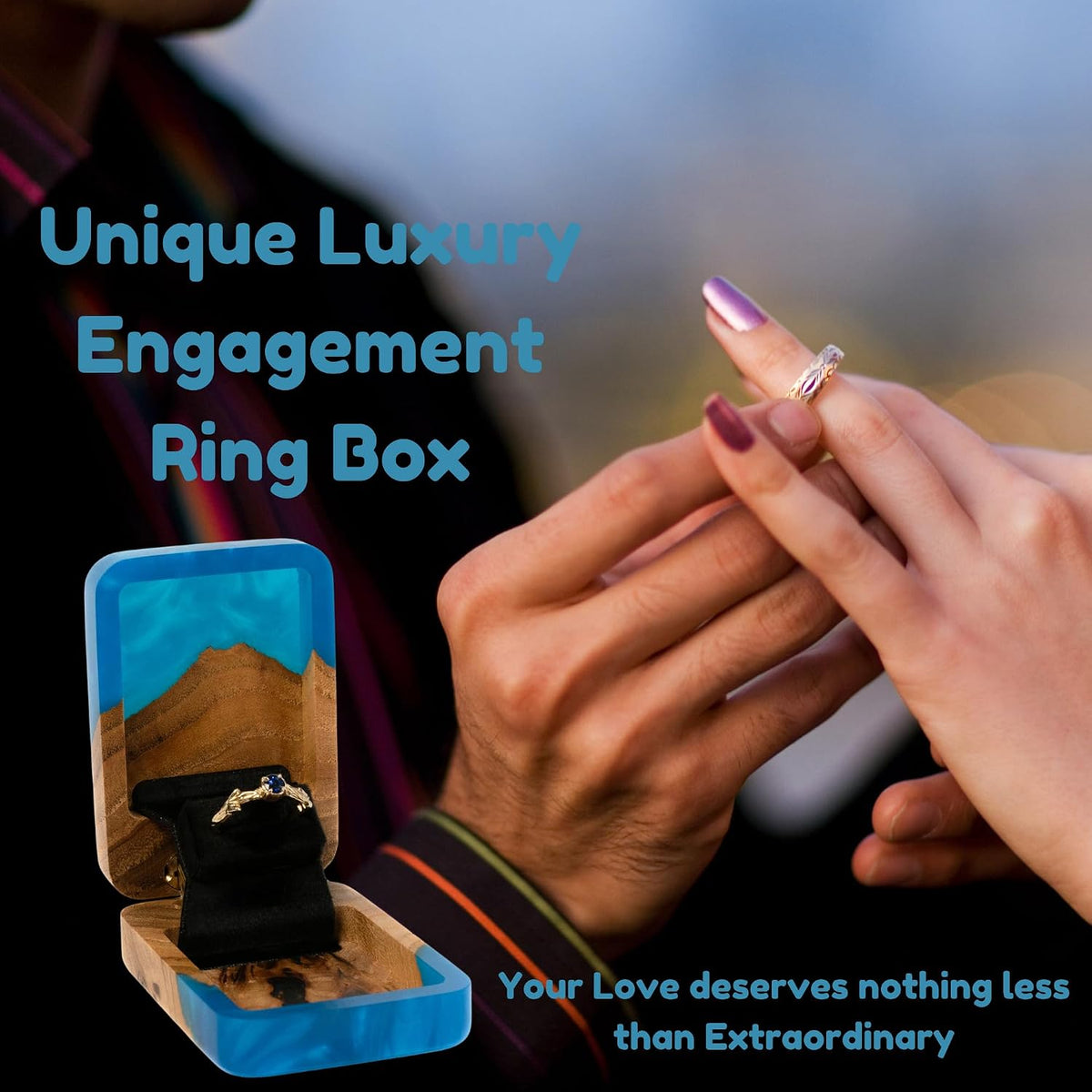 RWA Engagement Ring Box for Proposal, Luxury Wedding Ring Holder, Flip