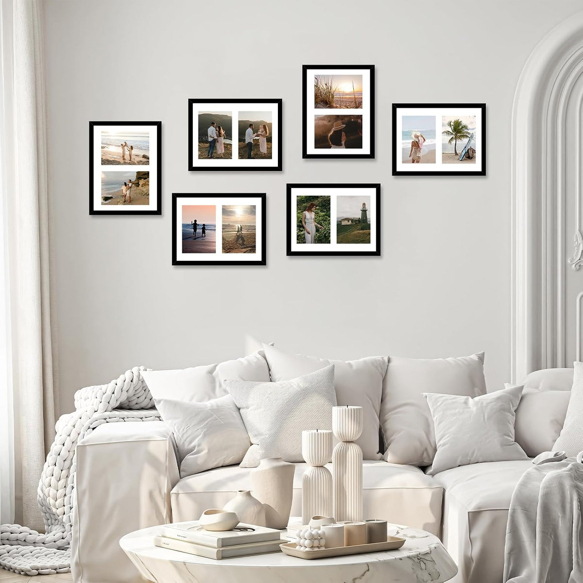 JCJMY 8.5x11 Double 5x7 Collage Picture Frame with Mat, Display 2 5x7 Photos or 8.5x11 Picture, Lightweight Two Opening 5 x 7 Photo Frame Collage for Wall Hanging or Tabletop, Black
