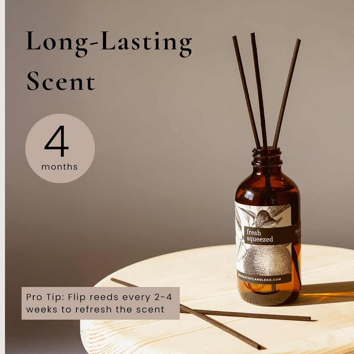 Broken Top Fresh Squeezed Natural Reed Diffuser Set | Continuous, Flame-Free Fragrance for Any Room, no Plug Needed