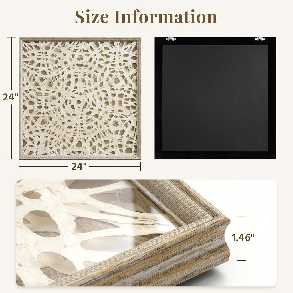 FOLKOR 24" Large Abstract Rice Paper Wall Art,3D Handmade Shadow Box Decor