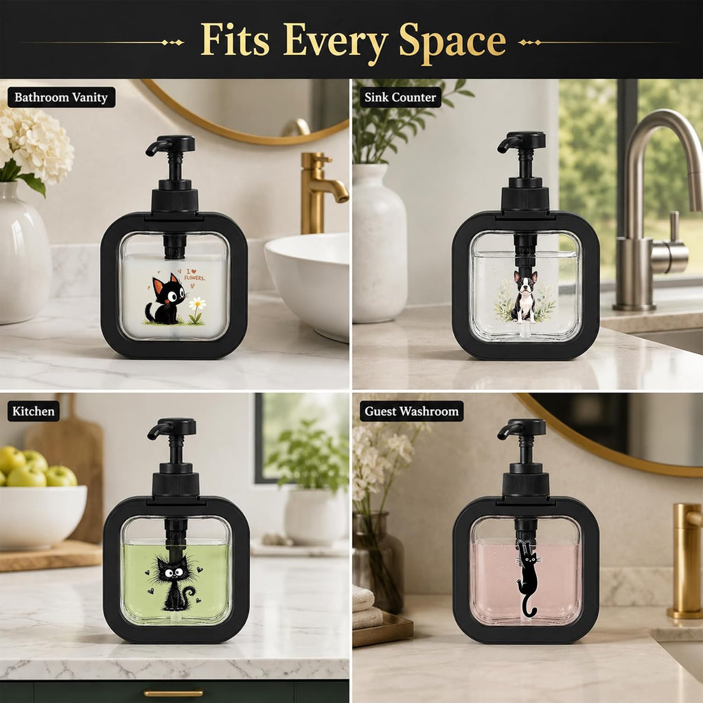 Cat Soap Dispenser 500ml Pump Bottle for Hand and Dish Soap