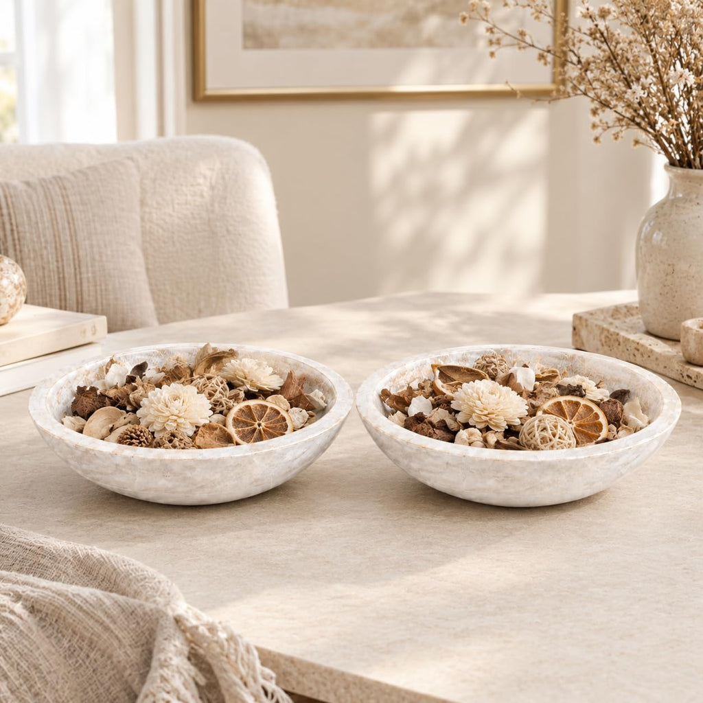 Decorative Wooden Bowl for Keys Fruit Bowl For Kitchen Counter White