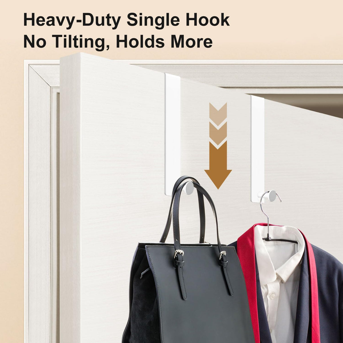 Over The Door Hooks, Fit 1-3/8" Doors, 2 Pack