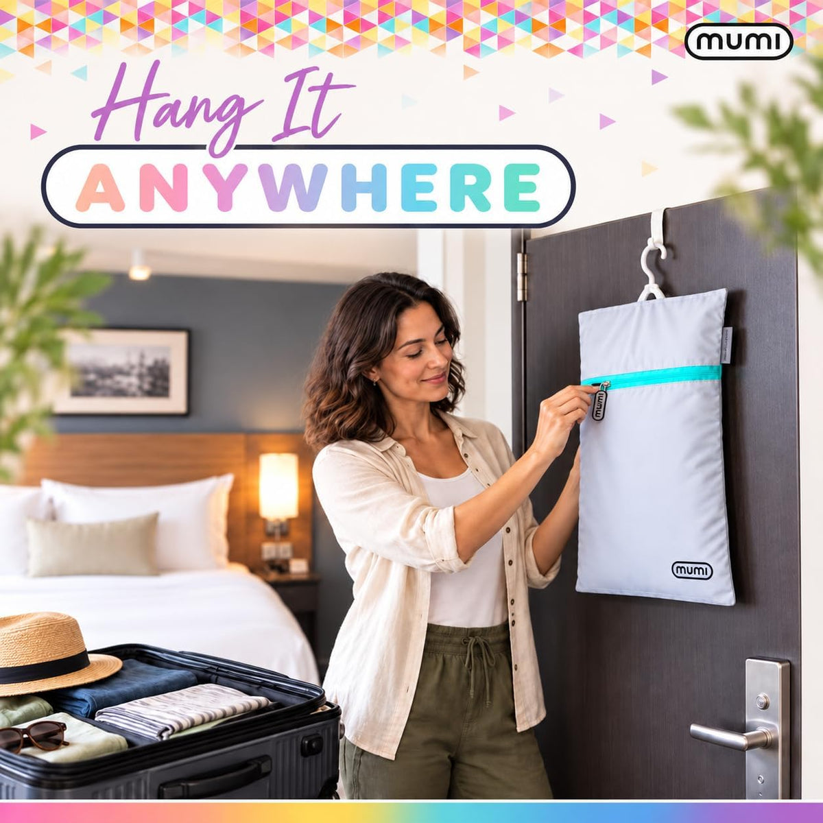 MUMI Smell-Proof Travel Laundry Bag with Folding Hanger, Purple