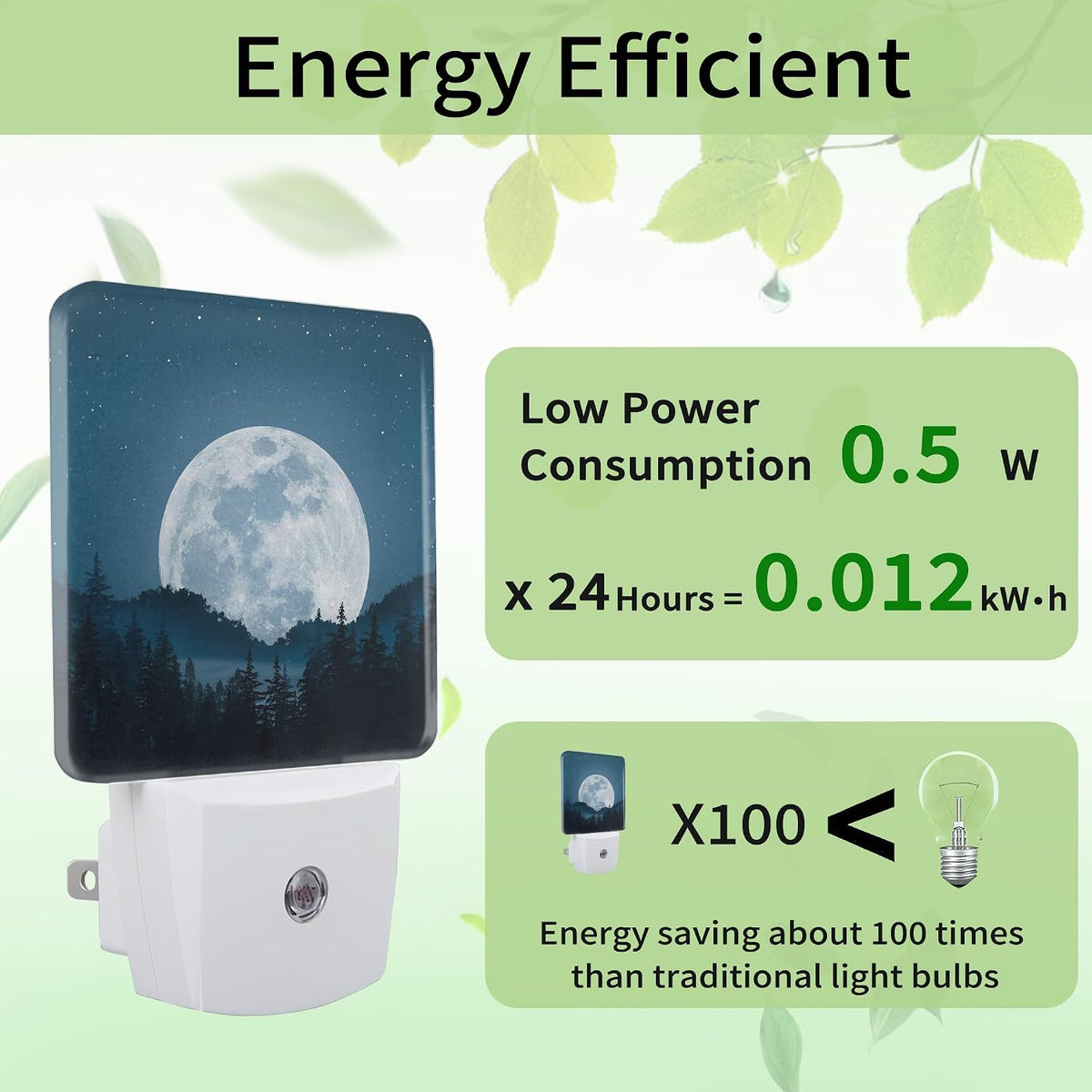 Full Moon Misty Forest Night Light, Starry Sky Forest Night Light Plug into Wall with Dusk to Dawn Sensor, LED Lamp Energy Saving Lights for Men Women Boys Girls,Lamp for Bedroom Bathroom Hallway