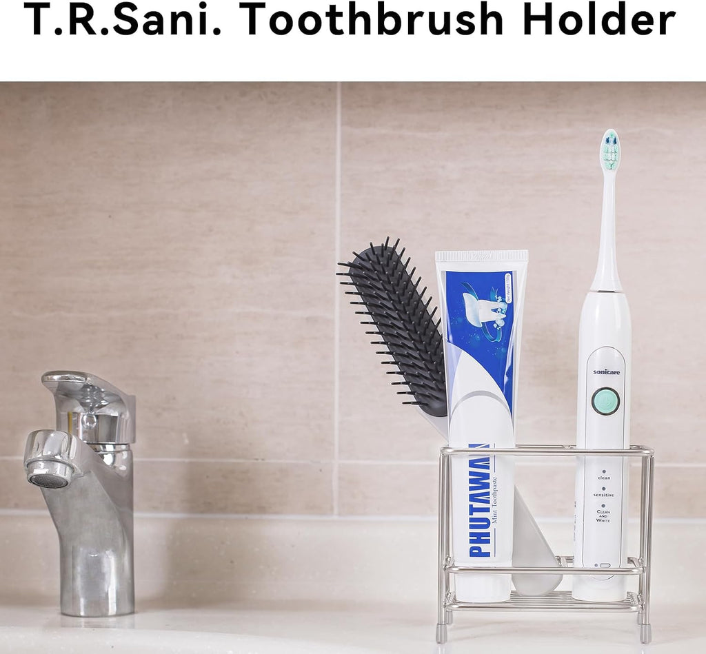 Stainless Steel Electric Toothbrush and Toothpaste Holder for Bathrooms