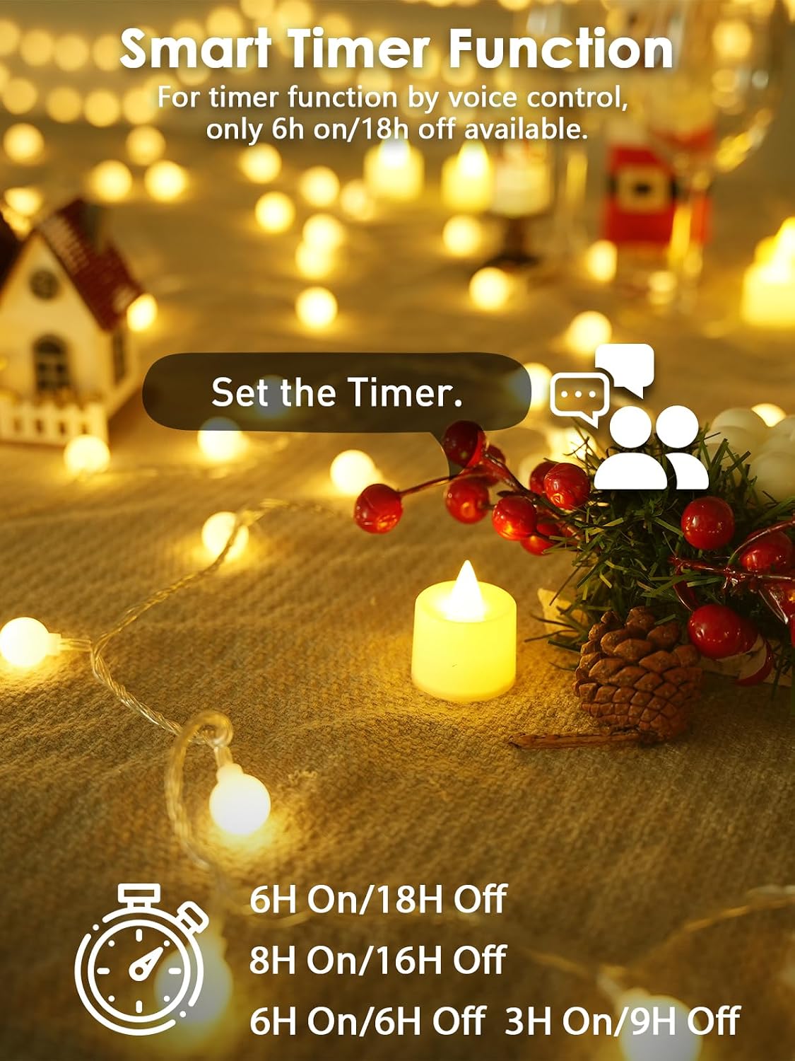 Connectable 43FT 100LED Globe String Lights Indoor, Smart Christmas Lights